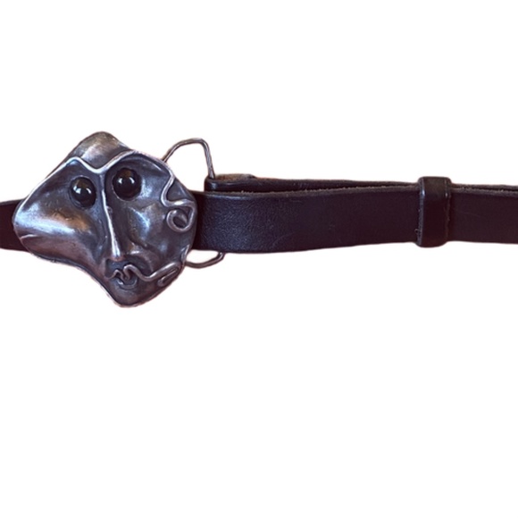Vintage Lynn Dorsch Avant Garde Buckle with Leather Belt Size Small‎ - Picture 1 of 5